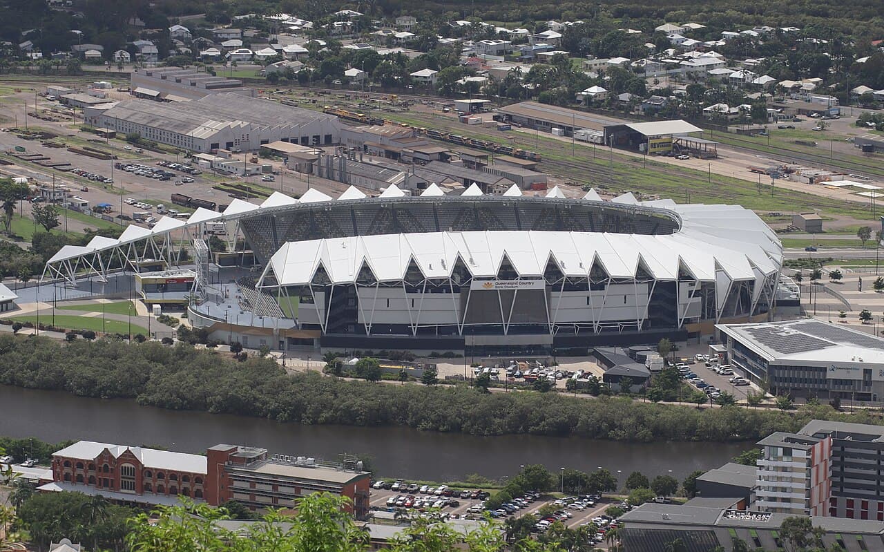 North Queensland Stadium, as viewed from Castle Hill in Townsville